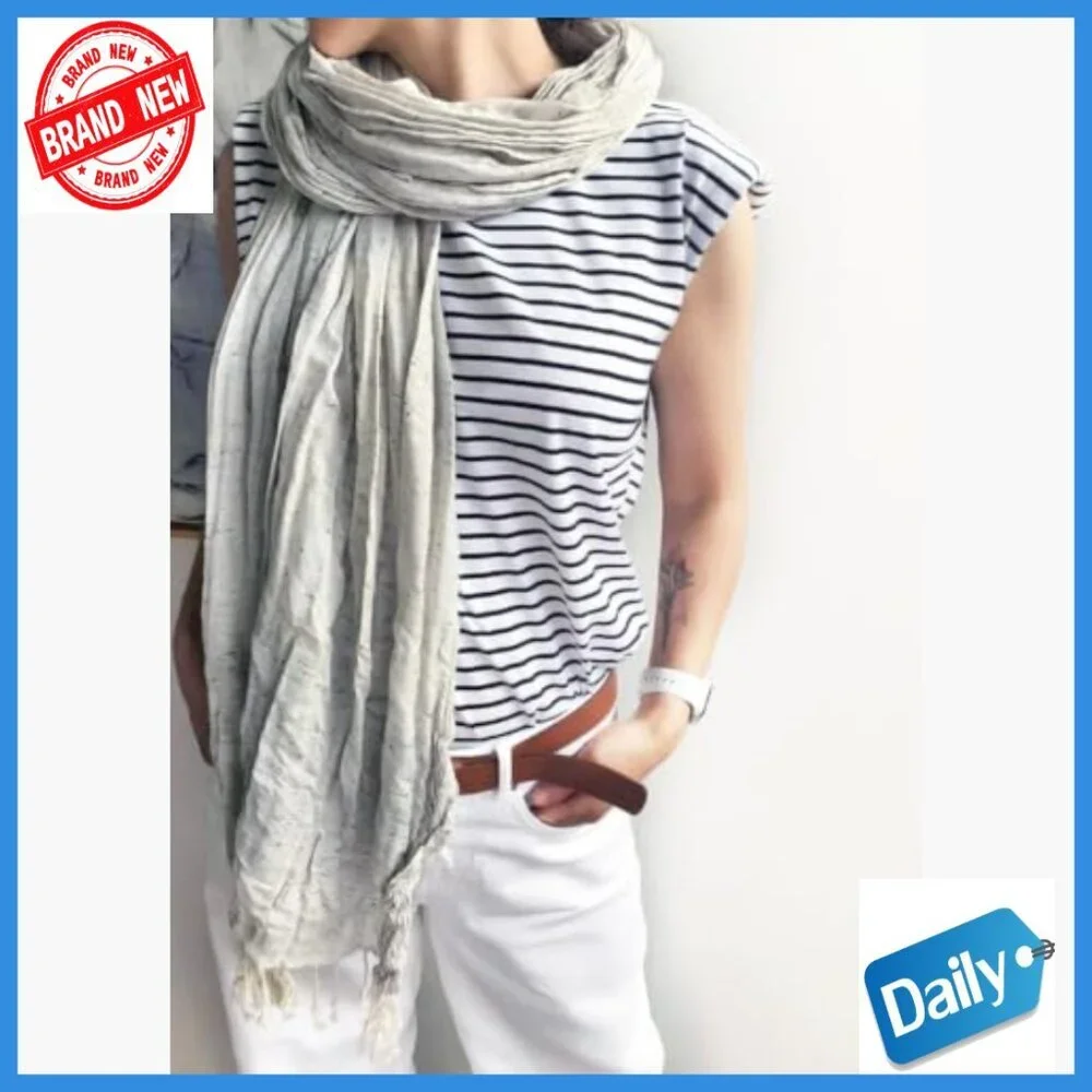 Handwoven Linen Cotton Scarf Shawl Wrap Lightweight Turkish Fashion Accessory